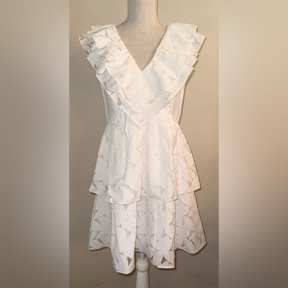 Lilly Pulitzer Ritamarie Ruffle Dress Resort White Flora Faille Sz 6 NWT - Picture 3 of 16